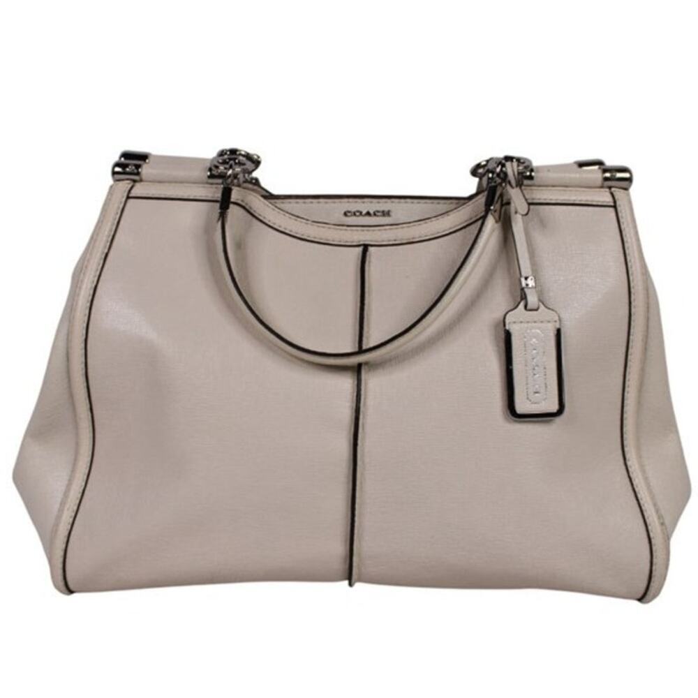 Coach Madison Caroline Parchment White Leather Large Satchel Shoulder Bag